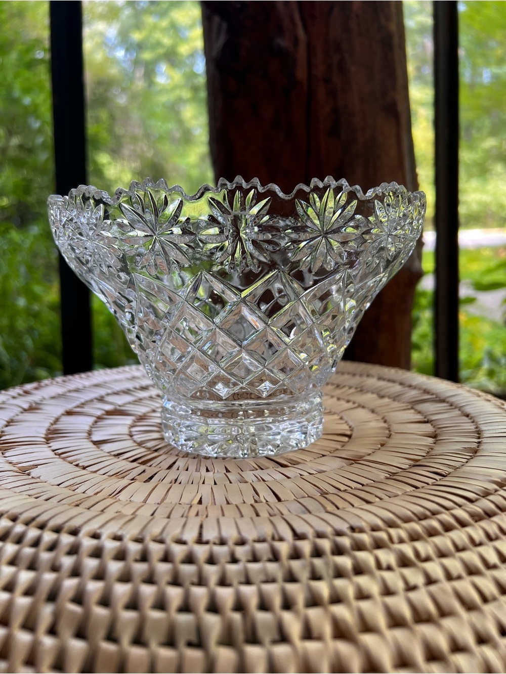 Vintage 24% Lead Crystal Cut Glass Footed Bowl – Made in Poland